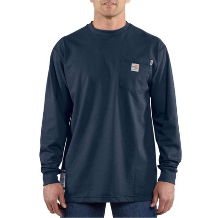 CARHARTT Flame Resistant Force Loose Fit Midweight Long-Sleeve Pocket T-Shirt, Dark Navy, Medium, REG 100235-410MREG